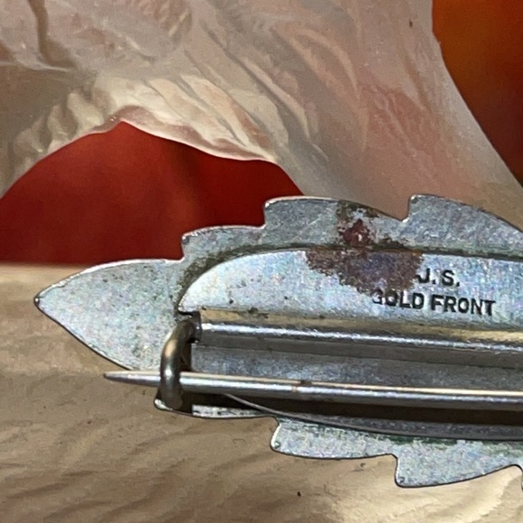 Antique Brooch GLADYS Engraved on Small Gold Leaf - Picture 11 of 12